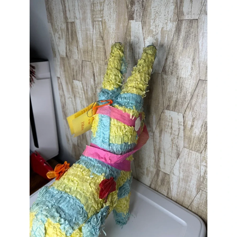 Vintage La Sorpresa Imports Donkey Piñata Blue Yellow Pink Mexico NWT